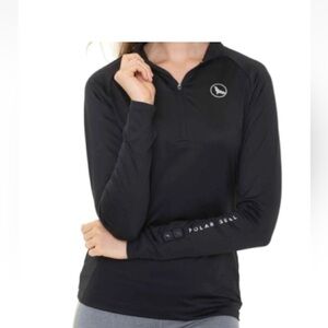 Black Fitted Long Sleeve Polo Top